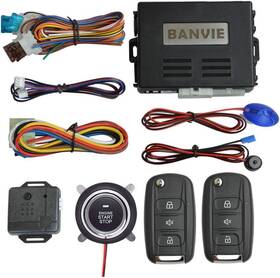 Banvie 727523075512 Car Alarm System With Remote Start And Push To Ignition Kit Engine