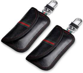 Cfj-df8 Brand Vawcornic 2 Pack Faraday Bag For Car Key Fob Genuine Leather Black