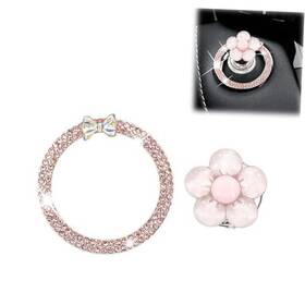 Azh-yyc22 Braxan Push Start Button Cover Flower Car Accessories Pink Decor