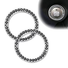 Bsamzo-sa3n Bsamzo 2pcs Engine Start Button Sticker Push Bling Ignition Ring Black
