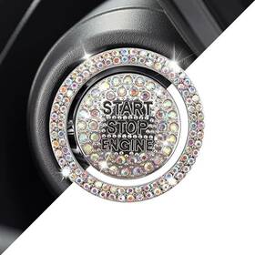 Clwalny Clwalny-dtzsq01 Bling Rhinestone Push Start Button Cover Sparkling Crystal To Multicolored