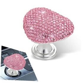 Dogan3311pk-1pc Dogary Bling Car One-bouch Start Button Heart-shaped Push-to-start 1 Pc Pink #02
