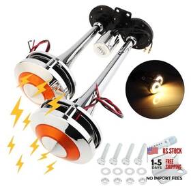 Drisentri Hor 01p Air Horn For Truck 12v/24v Dual Trumpet 300db Super Loud Chrome Plated