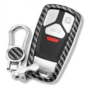 Gzjunfugj 726929008681 Carbon Fiber Key Fob Case Chain Cover Compatible For Audi A4 Black