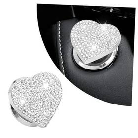 Ihotder Gai-1101 Bling Push Start Button Cover With Rhinestone Heart To White