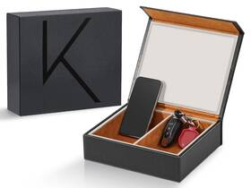 Kenark 797442384590 Kk7 Plus-bk Faraday Key Fob Protector Box With 2 Xl Black And Brown