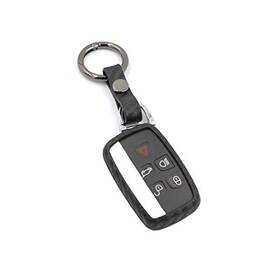 M.jvisun 611188903375 Soft Silicone Rubber Carbon Fiber Texture Cover Car Black - Round Keychain