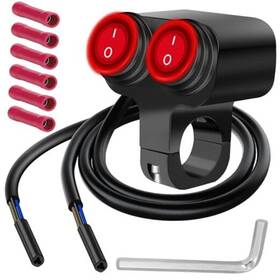 Kk-us-775 Mkbklljy 7/8 Inch Motorcycle Handlebar Switch Dual Push Button Red Led