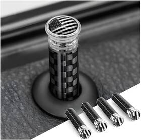 Moly Magnolia 445004541570 4pcs Car Door Lock Knobs American Flag Carbon Fiber Pin Covers Auto Accessorie