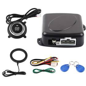 Qiilu 712979429590 12v Car Alarm System Universal Engine Push Button Start Sto