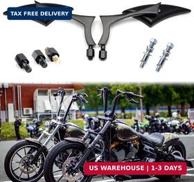 Rich Choices 603004937145 Black Universal Motorcycle Rearview Side Mirrors Compatible With Honda Kawasaki