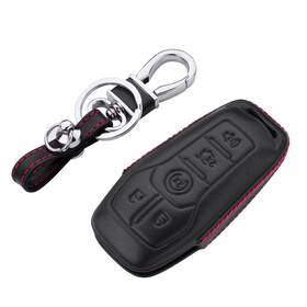 43308-12120 Royalfox Genuine 5 Buttons Leather Key Fob Case Cover For Ford Mustang Explorer Taurus