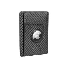 At00036 Saharacase Slim Leather Wallet Case For Apple Airtag Black/carbon