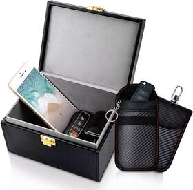 Samfolk 744759790224 Faraday Box - Car Keys Phone Cards Signal Blocking With Two Pouches