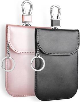 Tsk-us-kf93132-bk Teskyer Rg 2 Pack Of Faraday Key Fob Large - 3.7 Inch X 5.2 Black And Rose Gold