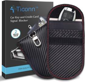 Ticonn 726152990555 2pk Faraday Bag For Key Fob 3.5ftftx5.0ftft Black Carbon Fiber