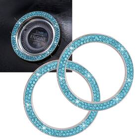 Cz20060106 Tobequeen Push To Start Button Ring Emblem Sticker 2pcs Diamond Car G-blue