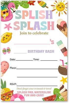 1221 Vahatan Summer Birthday Party Invitations 20 Pack Hawaiian With