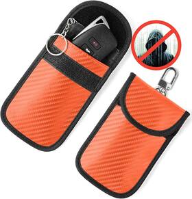 Vammcht 659135537372 Upgraded Faraday Bag For Key Fob 2 Pack Premium Orange