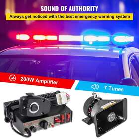 Hhq200w7sdcz00001v0 Vevor Car Alarm Professional Pa System For Vehicles 7 Tunes Super Loud With Mic 12v Dc