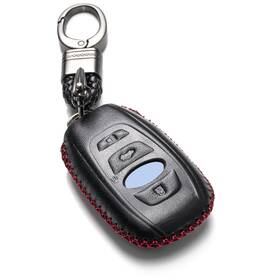 Vitodeco 610877424764 Leather Smart Key Fob Case Cover Compatible With 4-button Black/red