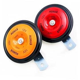 Vpg 769135984738 Super Loud Metal Twin Horn Kit 118db 12v High And Low Tone - Red Yellow
