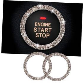 Whaletail 129375-7 2pcs Bling Crystal Rhinestone Car Engine Start Ring Champagne Gold