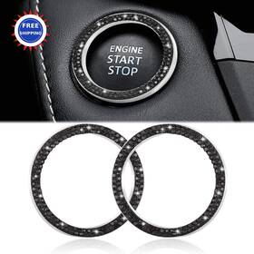 Winka 717373466738 Bling Car Engine Start Button Cover Diamond Crystal Push Stop Ring 2pcs