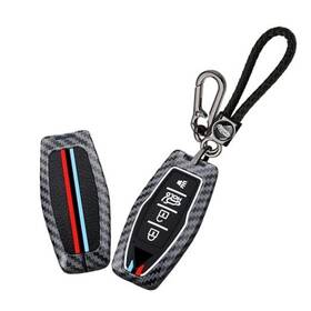 Wuzutu Jstxkgj-sanlingb4-01 Carbon Fiber Metal Car Key Fob Case Cover Compatible With A1 Long Keychain