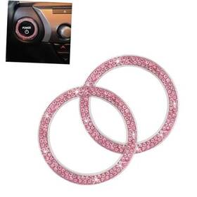 Wzp Wzp12al 2pcs Bling Push To Start Button Cover Crystal Rhinestone Engine Pink