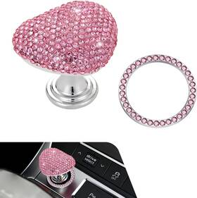 Yidcidu 445056513532 Heart Shape Car Engine Start Button Cover Bling Rhinestone Ignition Prot