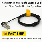Kensington Clicksafe Laptop Lock 6FT Steel Cable, Combo, Open Box, Fast Ship. Fixed Price $24.99.