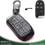 Vitodeco 5 Buttons Leather Smart Key Fob Case Protector For Dodge,jeep,chrysler. Fixed Price $13.99.