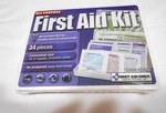 New Sealed All Purposes Glove Box First Aid Kit With 34 Pieces Convenient Size. Fixed Price $7.00.