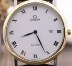 Omega Deville Quartz Watch Gold Dial Leather Band Original Buckle Japan. Fixed Price $697.25.