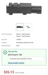 Oem Genuine Ford F150 Fiesta Flex Left Sensor Seat Position 7T4Z-14B416-B. Fixed Price $19.00.