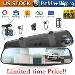 1080P Hd Rearview Mirror Car Dvr Dual Dash Camera Front Video Recorder. Fixed Price $17.99.