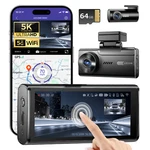 Azdome 5K Dual Dash Camera 5GHZ Wifi Gps 4"TOUCH Screen Parking Mode 64G Tf Card. Fixed Price $79.99.